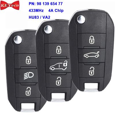 KEYECU PN:98 139 654 77 Remote Key Fob for Citroen C3 Dispatch C4 Cactus Berlingo for Peugeot 3008 308 508 Expert Partner 4A