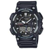 Casio AEQ110W-1A นาฬิกาเรซินอนาล็อกดิจิตอลมาตรฐานสีดำของผู้ชาย