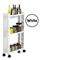 ชั้นวางของในที่แคบ 3 ชั้น พร้อมล้อลาก 3-Tier Kitchen Storage Rack Bracket Shelf Slim Tower Movable ขนาด 13.8x40x65 CM.