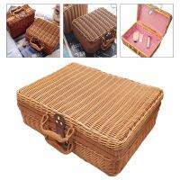 Rattan Outdoor Picnic Basket Storage Suitcase Country Style Hamper with Handle