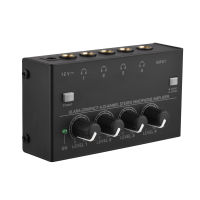 Ultra-compact 4-channel Stereo Headphone Amplifier Upgraded Mini Audio Amp with Mono &amp; Stereo Switch Power Adapter Professional Mono/Stereo Audio Amp for Studio and Stage