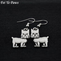 Vintage Silver Color Fun Griffon Brussels&amp;Griffon Bruxellois Dog Charms Long Drop Dangle Earrings Gifts For Women Boho Jewellery