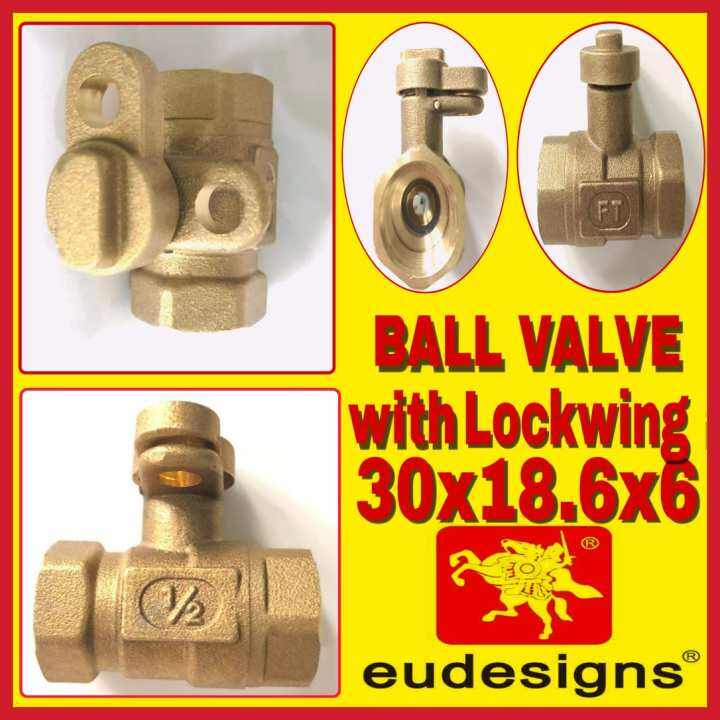 C-8262 Brass Ball Valve with Lock wing for Water Meter Copper Gate ...