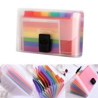 +【】 PP Portable Storage A6 Accordion Receipt School Buckle 13 Pockets File Folder Expandable Rainbow Innner Office Document