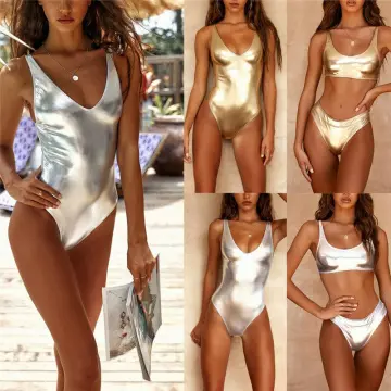 micro bikini swimwear women swimsuit women biquini bikinis Patent leather  Bronzing Halter String Lace Thong Nightclub 