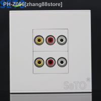 SeTo 86 Type Dual Ports RCA AV Audio Connector Panel Wall Plate Socket Keystone Faceplate