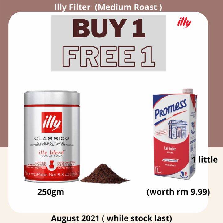[READY STOCK] illy Filter CLASSICO roast Coffee for Drip 250g Lazada