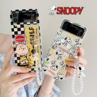 Anime Snoopy Z Flip 3 Case Transparent Hard PC Hinge Full Protection Phone Case for Samsung Galaxy Z Flip 3 5G ShockProof Cover