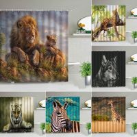 【CW】▬✉  Africa Leopard Shower Curtains Tiger Wolf Bathtub Hanging Curtain Fabric with