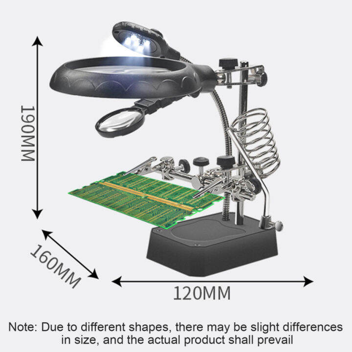 อุปกรณ์ช่างเชื่อมขาตั้งเครื่องเชื่อมเหล็ก3มือพร้อมที่ยึดตัวหนีบปากจระเข้ไฟ-led-ส่องสว่างแว่นขยายช่วยในการซ่อมแซม