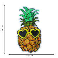 JPatch - ผลไม้ สับปะรด แว่นกันแดด ปาปารัสซี่ เซเลป สีเหลืองน่ารัก  ตัวรีดติดเสื้อ อาร์มรีด อาร์มปัก มีกาวในตัว การ์ตูนสุดน่ารัก งาน DIY Embroidered Iron/Sew on Patches
