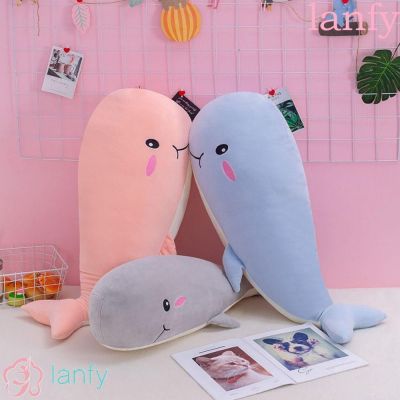 ■❂ Lanfy หมอนตุ๊กตาปลาวาฬน่ารัก ผ้ากํามะหยี่ขนนิ่ม ของเล่นสําหรับเด็ก