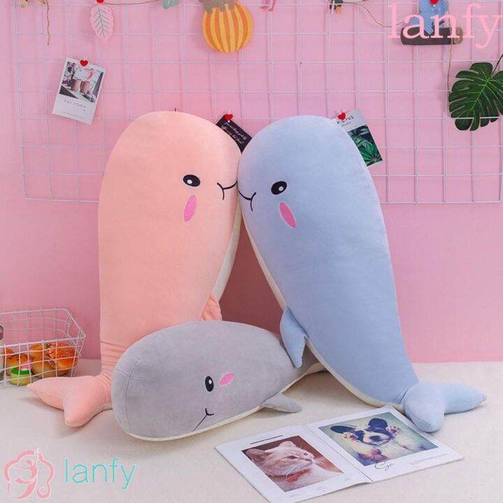 lanfy-หมอนตุ๊กตาปลาวาฬน่ารัก-ผ้ากํามะหยี่ขนนิ่ม-ของเล่นสําหรับเด็ก