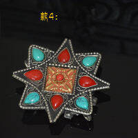 【High-quality】 ขายส่ง Turquoise จี้ Gawu กล่องจี้เนปาล Handmade Square Gawu กล่องทิเบตพุทธ Niche ทิเบตพระพุทธรูปเนปาล