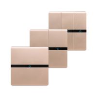 hot！【DT】 Luxury Wall 1/2/3 Gang 2 Way Gold Panel Push Indicator Accessory