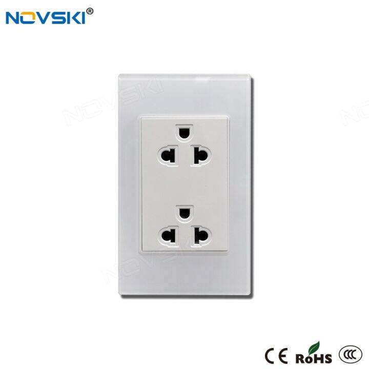 novski-2-5d-กระจกเทมเปอร์สีขาวปลั๊กไฟฝาผนังแอมป์15แอมป์มาตรฐาน-duplex-us-หลากหลายฟังก์ชัน110v-127v-250v