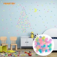 【CW】 100pcs Wall Stickers In The Dark Sticker Decals for Kids Baby rooms Colorful Fluorescent