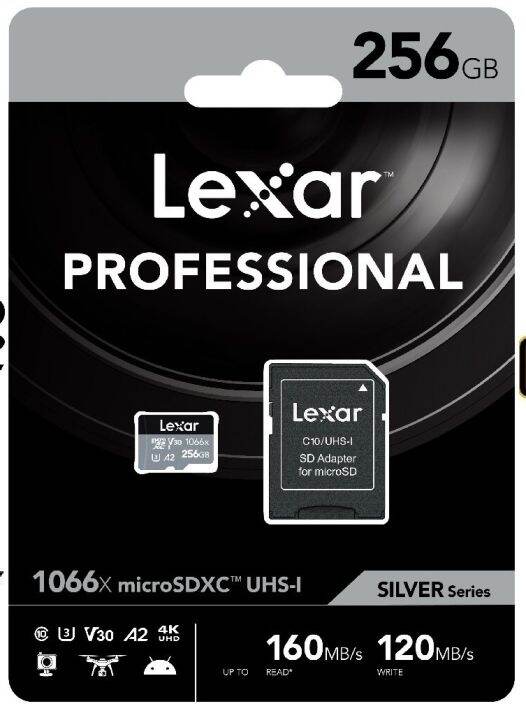 แท้-100-lexar-microsdxc-256gb-1066x-professional-uhs-i-memory-card-silver-series-read-160-write-120mb