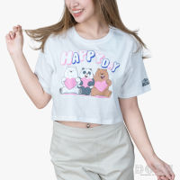 DOSH WOMENS CROPPED T-SHIRTS WE BARE BEARS เสื้อยืดทรงครอป ผู้หญิง FBBWT1035-OW