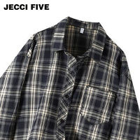 JECCIFIVE100 เสื้อเชิ้ตแขนยาวลายสก๊อตยอดนิยมสำหรับผู้ชายและผู้หญิงฤดูใบไม้ผลิและฤดูใบไม้ร่วงทรงหลวม ins เสื้อโค้ทยอดนิยมเข้าได้กับทุกชุด