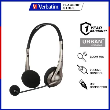 Verbatim multimedia headset with inline mic grey and online black