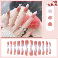 【Comfortable House】 COD 24ชิ้น/กล่อง Charming Wearable Long Ballet คางหมูปลอมเล็บ DIY Nail Art Tools