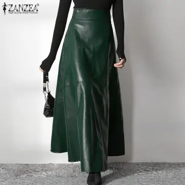 High waisted leather outlet flare skirt