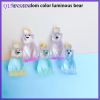 QUANSEN 5pcs MINI Luminous Resin Polar Bear เครื่องประดับน่ารักหมีโปร่งใสตกแต่ง