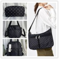 Lesportsac แฟชั่น Polka Dot พิมพ์ Messenger กระเป๋าลำลองไหล่กระเป๋ากันน้ำผู้หญิงผ้ากระเป๋าขนาดใหญ่ความจุ U181