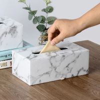 Nordic  Leather Tissue Case Box Container Marble Pattern Home Car Towel Napkin Papers Dispenser Holder Box Case Table Decor Tissue Holders