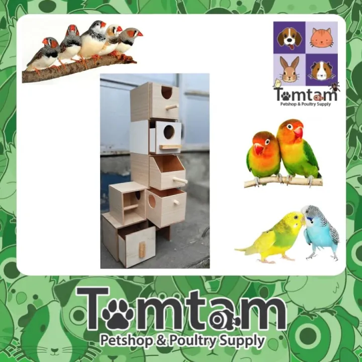 Bird Wooden Pull Out Nest Box Birdy Nesting Materials Pet Homes and