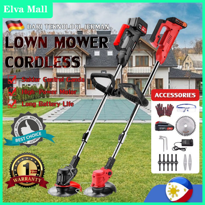 Cordless Electric Lawn Mower Grass Cutter Trimmer with Wheel Lithium ...