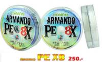 สายพีอี อาร์มันโด้  PE ARMANDO X8 (สายสีขาว) PE1.5 0.02 mm. 15 LBS. / PE2 0.23mm 22LBS / PE3 0.28mm 30 LBS ม้วนละ 250 บาท