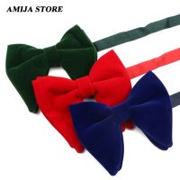 Fashion Velvet Big Bowtie Black Yellow Red Jacquard Bow Tie For Men Business Wedding Party Funeral Ties Formal Wear Accessories