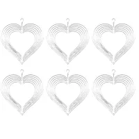 6Pcs Sublimation Wind Spinner Blanks 3D Wind Spinners Hanging Wind Spinners for Outdoor Garden Decoration C-8 Inch Heart