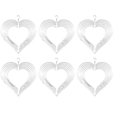 6Pcs Sublimation Wind Spinner Blanks 3D Wind Spinners Hanging Wind Spinners for Outdoor Garden Decoration C-8 Inch Heart
