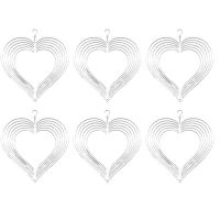 6Pcs ระเหิด Wind Spinner ช่องว่าง3D Wind Spinners แขวน Wind Spinners สำหรับตกแต่งสวนกลางแจ้ง C-8นิ้ว Heart