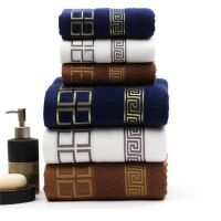 【DT】hot！ 2019new luxury 3pcs / lot towel set with 2 face washcloths   1 bath towels for family guest baths gym