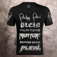 Philipp Plein เสื้อยืดผู้ชาย,เสื้อยืดคอกลมติดพลอยเทียมระดับไฮเอนด์สำหรับผู้ชายใส่นอนแขนสั้น