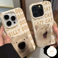 ที่เป็นคู่เคสโทรศัพท์แมวสุนัขฮาเฮใช้ได้กับ IPhone 7Plus XR 8 76 15 6S Plus 13X11 12 14 15 Pro Max XS MAX SE 2020เคสตัวอักษรแฟชั่นย่อยสลายได้ลายสัตว์น่ารักลูกสุนัขลูกแมว