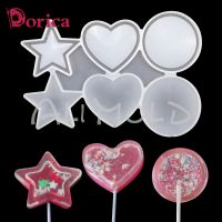 Dorica Star/Round/Heart Resin Epoxy Silicone Mold Diy Chocolate Rattle Shaker Lollipop Mould Cake Decorating Tools Bakeware