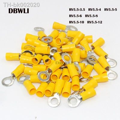 □■✌ 50PCS RV5.5-4 RV5.5-5 RV5.5-6 RV5.5-8 Yellow Ring insulated terminal cable Crimp Terminal suit 4-6mm2 Cable Wire Connector