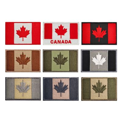 แผ่นแปะปักธงแคนาดา1ชิ้นแผ่นใบเมเปิลธงแคนาดาสัญลักษณ์ทางยุทธวิธีแผ่นปัก3D ธงแผ่นเสริมทหาร