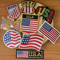 ธง อเมริกา USA ตัวรีดติดเสื้อ อาร์มรีด อาร์มปัก ตกแต่งเสื้อผ้า หมวก กระเป๋า แจ๊คเก็ตยีนส์ Badge Embroidered Iron on Patch