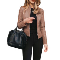Elegant Zipper Leather Blazer for Women Business Work Fashion Long Sleeve Jacket Slim Suit Office Ladies Coat Autumn Streetwear