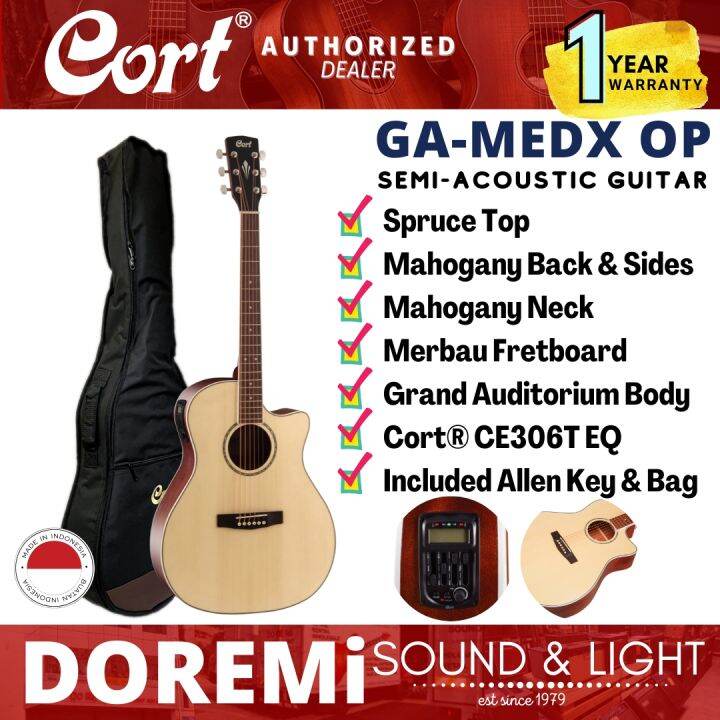 Cort GA-MEDX Semi Acoustic Guitar With Gigbag, Open Pore (GA-MEDX/OP ...