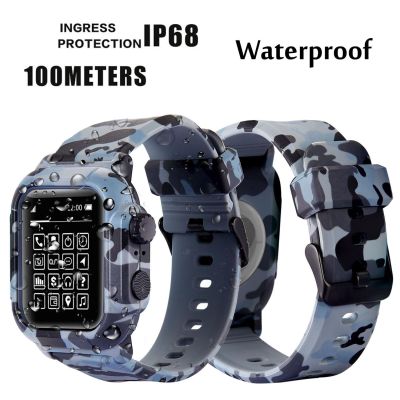 ﺴ IP68 ซิลิโคนกันน้ำสำหรับ Apple Watch iWatch 44mm 42mm Band Series 2/3/4/5 สายรัดเปลี่ยนสายรัดข้อมือ