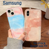 Gradient Sky Blue Airbag Case Compatible for Samsung S21 S22 S23 Ultra A14 A13 A12 A04S A03S A52 A51 A71 A34 A50 A50S A02s A22 A32 A23 A54 A11 Phone Case Shockproof Air Cushion TPU Silicone Protective Cover