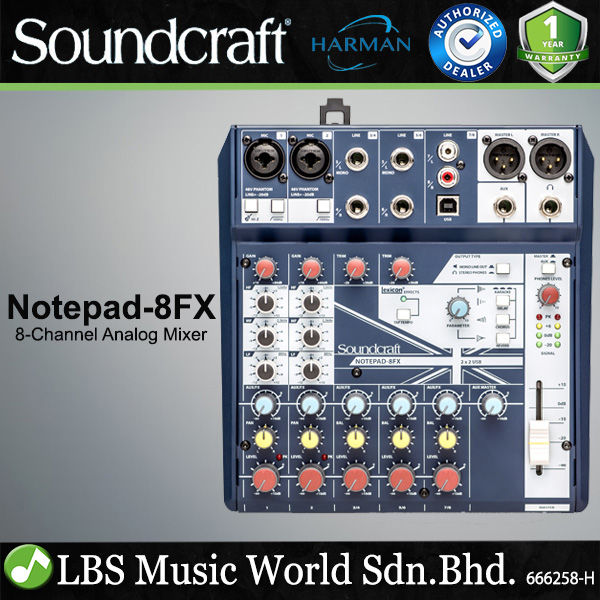 Lexicon　Mixer　8FX)　(Notepad　with　Effects　Analog　and　Console　Interface　Audio　USB　Mixing　Channel　Notepad-8FX　Soundcraft　Lazada