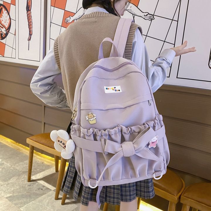 korean-style-women-sweet-backpack-large-capacity-open-pockets-kawaii-female-bow-school-bags-for-teenager-girls-travel-backpacks